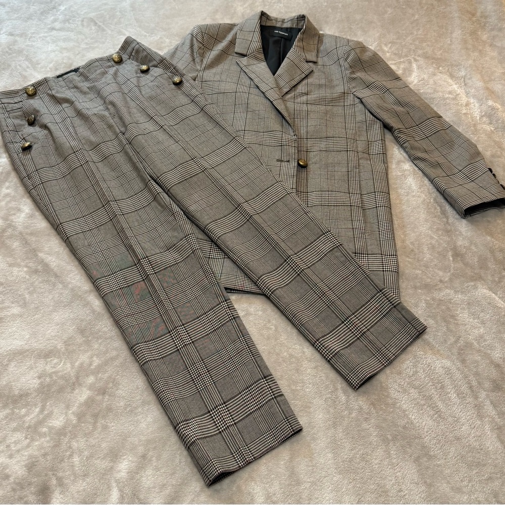 The Kooples Gray Plaid Suit Set | Size 34 |